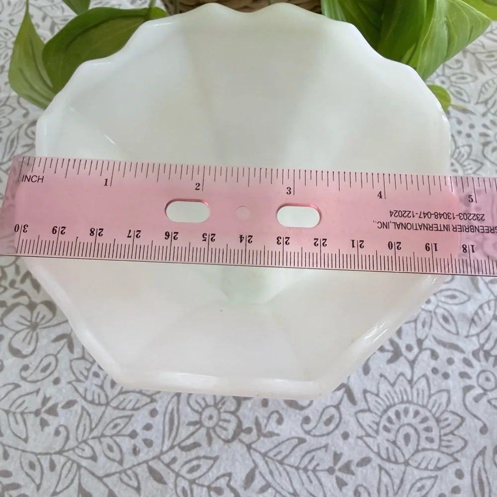 Vintage Milk Glass Hobnail Pedestal Vase | Scalloped Edge Floral Decor